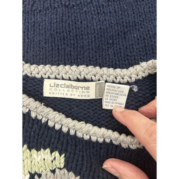 Liz Claiborne Navy Floral Women's Sweater - Picture 4 of 4